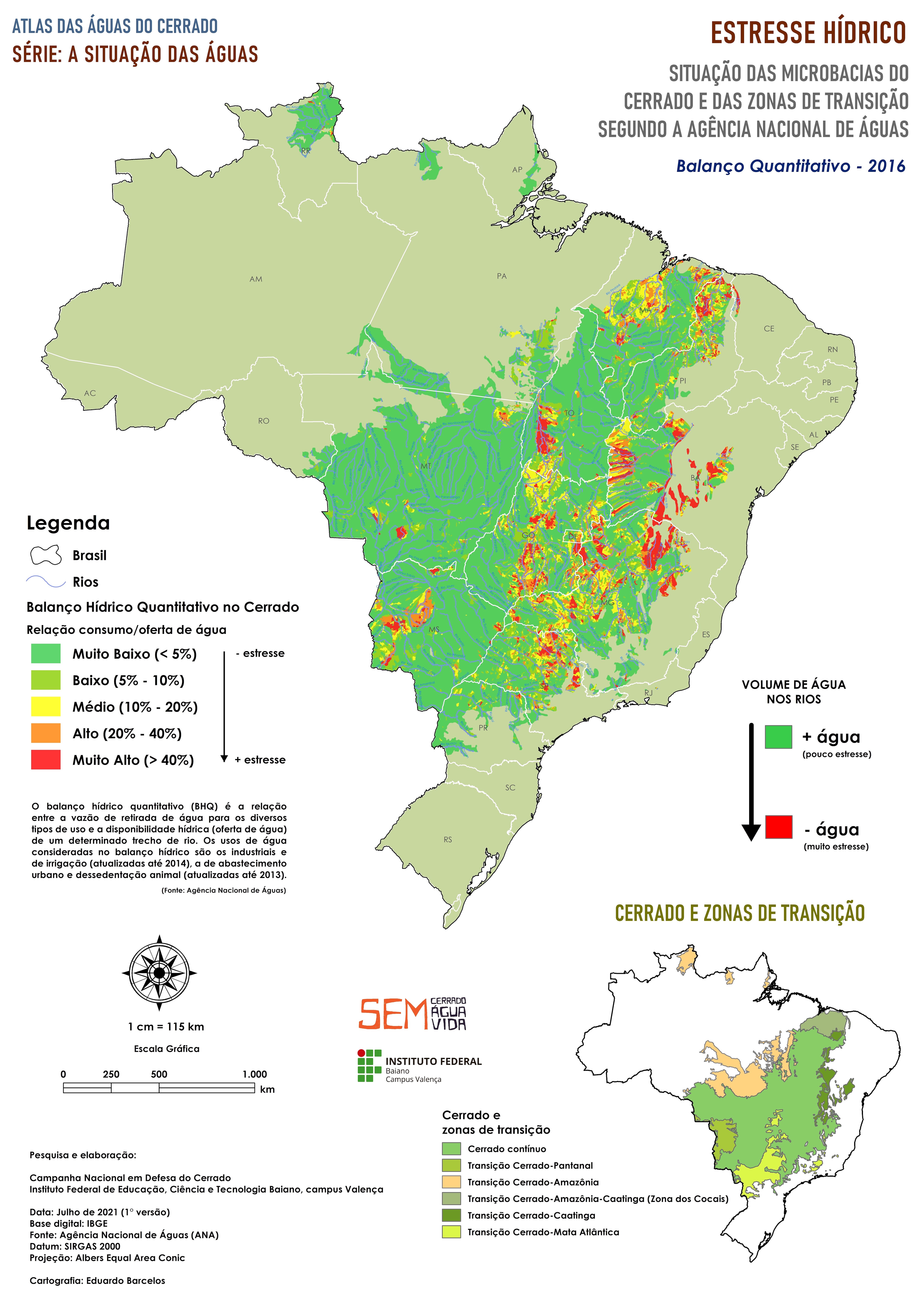 Situação das Águas do Cerrado e estresse hídrico / Crédito: Campanha em Defesa do Cerrado e IF Baiano - Campus Valença